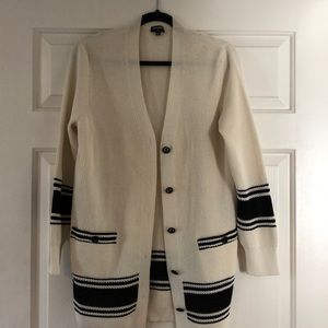 Chanel black ivory cardigan sweater 38